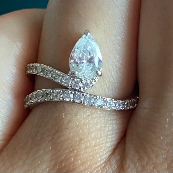 Neiman Marcus 14K White Gold Plated Solitaire Engagement Ring - Picture 2 of 4